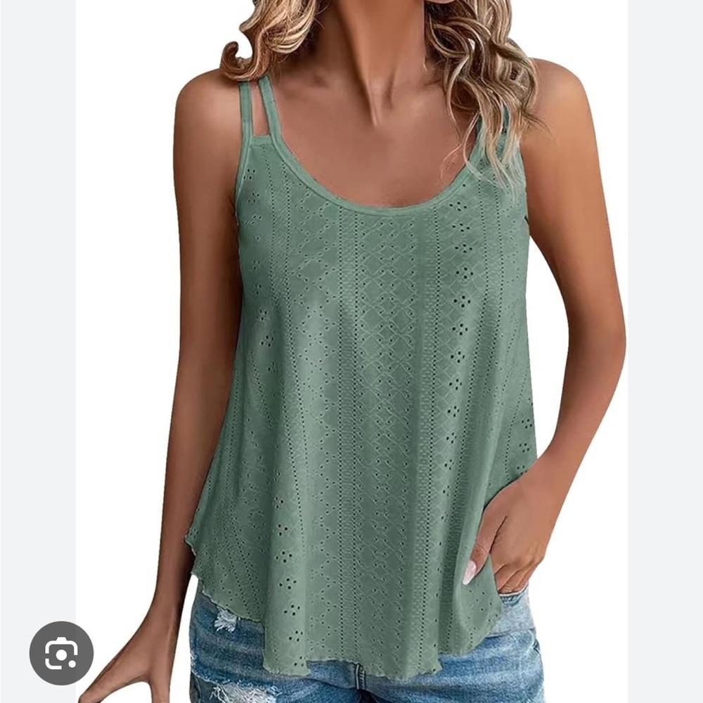 Casual Eyelet Tank Top